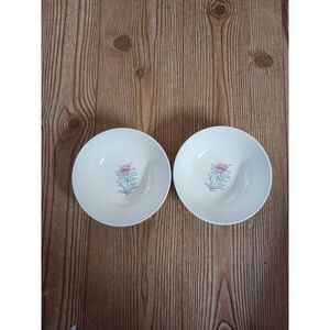 Lot of 2 Steubenville Pottery Fairlane China MCM Blue Pink Floral Cereal‎ Bowls